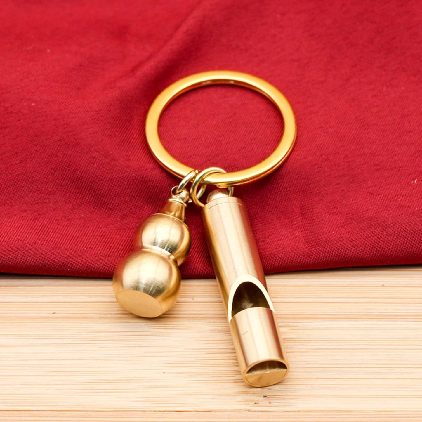 Outdoor Survival Whistle - Gold Brass Loud Coaching Whistle - Auspicious Car Keychains Pendant, Portable Training Supplies for Sports
