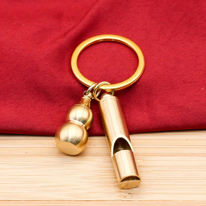 Outdoor Survival Whistle - Gold Brass Loud Coaching Whistle - Auspicious Car Keychains Pendant, Portable Training Supplies for Sports
