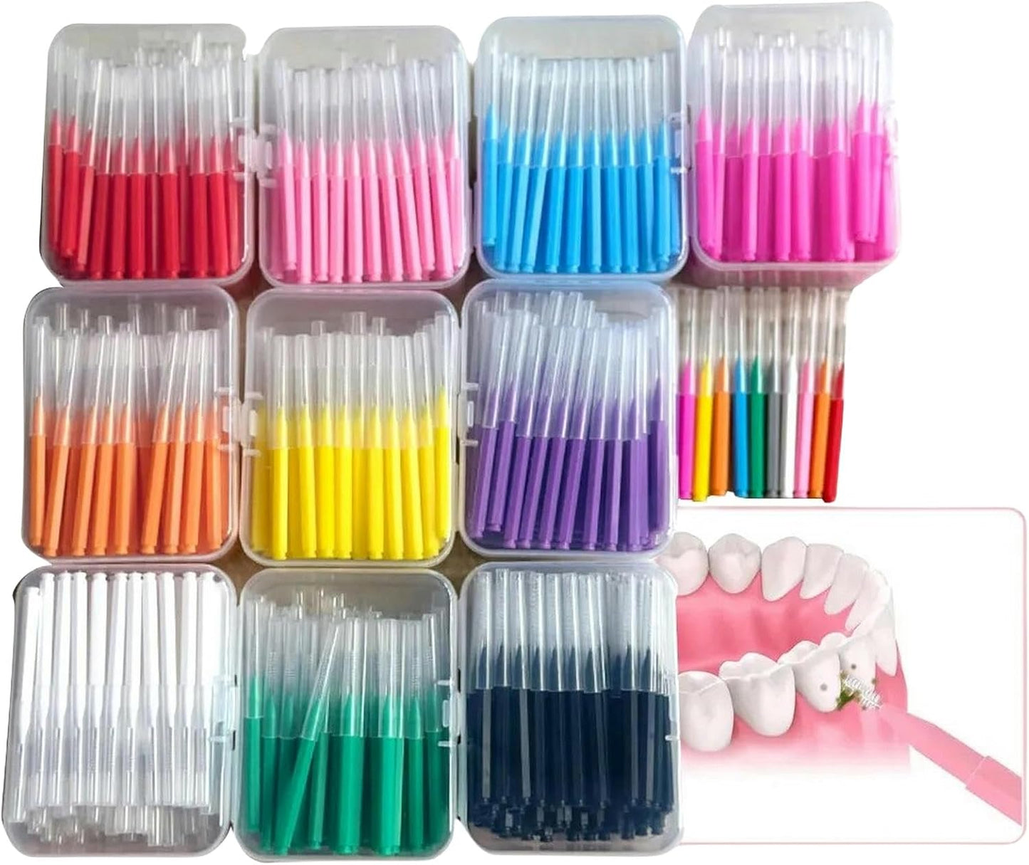 MdybF 60 Pieces/Box Push Pull Pull Intedental Brush 0.6 – 1.5 mm Cleaning Between Teeth Care Oral Orthodontic I Shape Floss – 60 Pieces Mixed