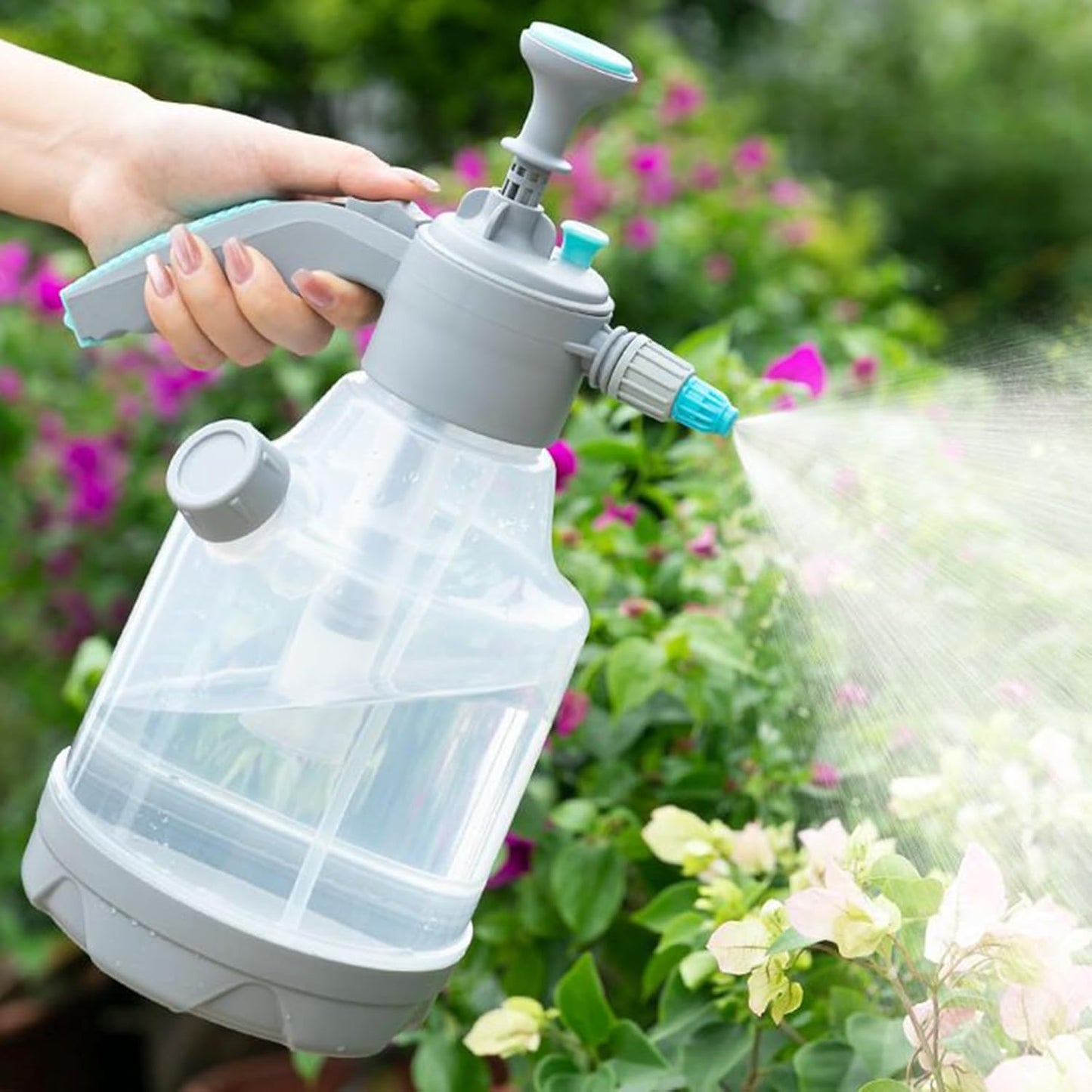 Pump Up Sprayer, Fine Mist Spray Bottle, Handheld Plant Mister, Measuring Cup Watering Can 10.24x6.1x12.99 Inchesfor Lawn Care, Car Washing, Yard Cleaning, and Outdoor Activities
