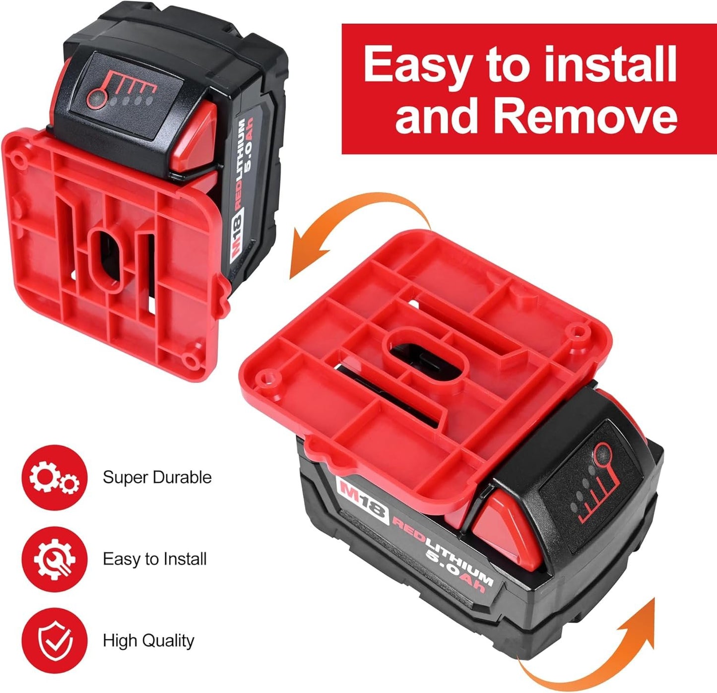 GIPFTYAG 12 Pack Battery Holder for Milwaukee M18 18V Battery Mounts Dock Holder Fit for M18 48-11-1815 48-11-1828 48-11-1850 48-11-1860 (w/24 Screws, No Battery)