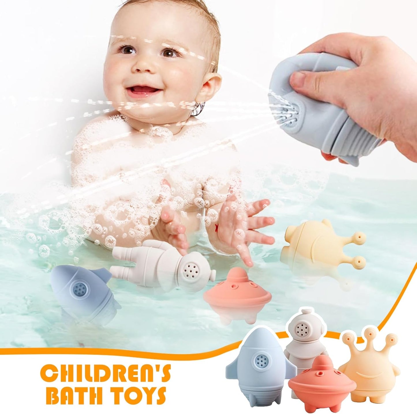 Kids Bath Toys, Silicone Sensory Toys, Detachable Pool Accessories, Soft Water Shower Fun, Bathtub Learning Tools, Outdoor Travel Play Set, Party Present for Child