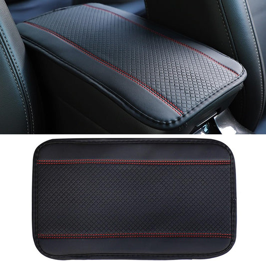 Jushope Car Center Console Cover, PU Leather Car Armrest Box Pad, Universal Waterproof Auto Armrest Seat Box Protector, Interior Car Accessories for Most Car, Truck, SUV (Black-Red)
