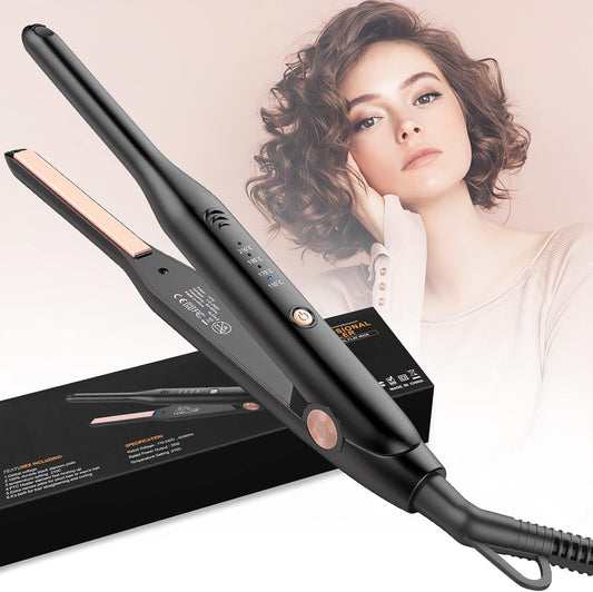 HyAdierTech 2in1 Mini Ceramic Short Hair Straighteners, Mini Straightener for Short Hair, Portable, Adjustable Temperature 150℃-210℃, Dual Tension, Suitable for Men and Women, Black