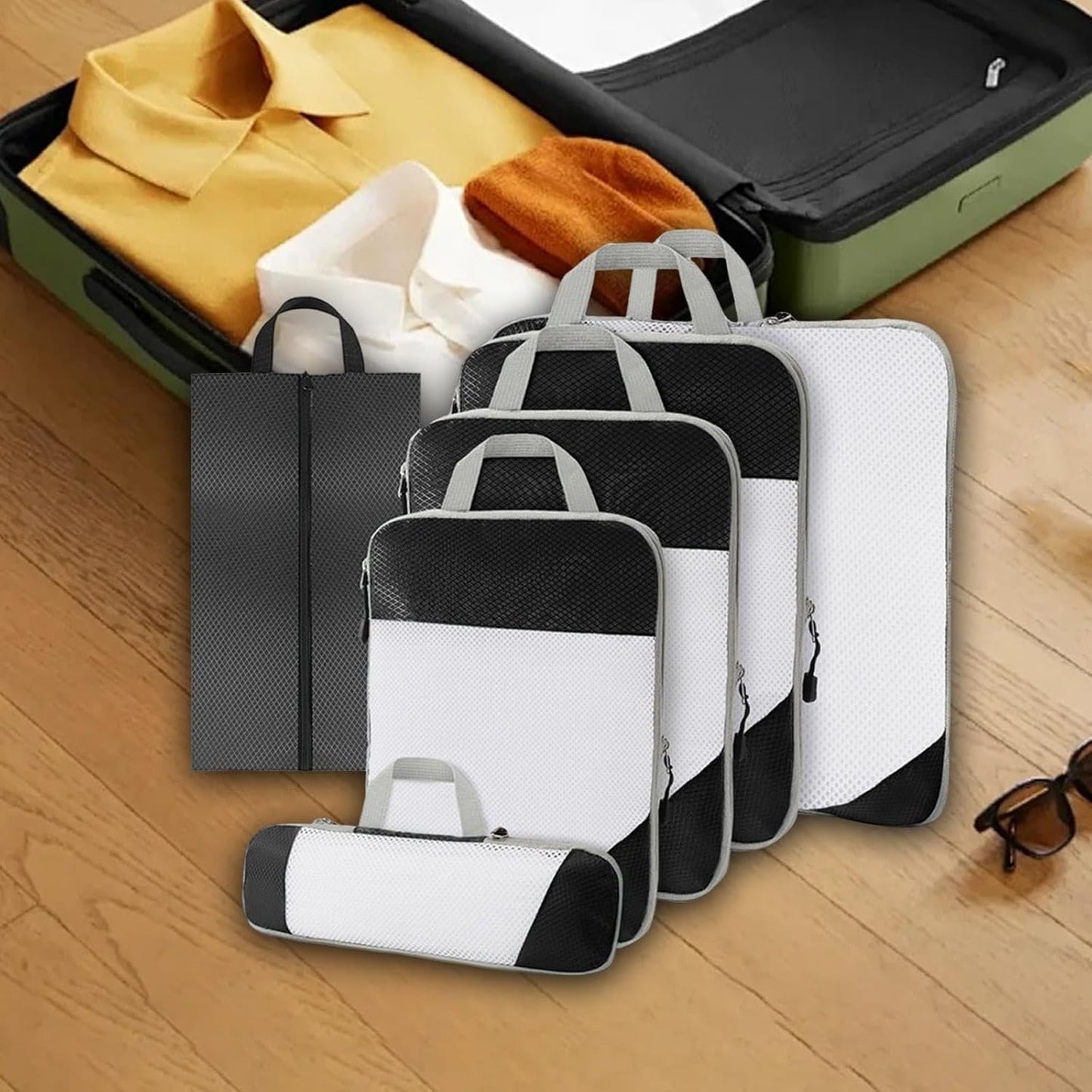 Gralara Ultimate Travel Packing Cubes Set for Seamless Organization, Black