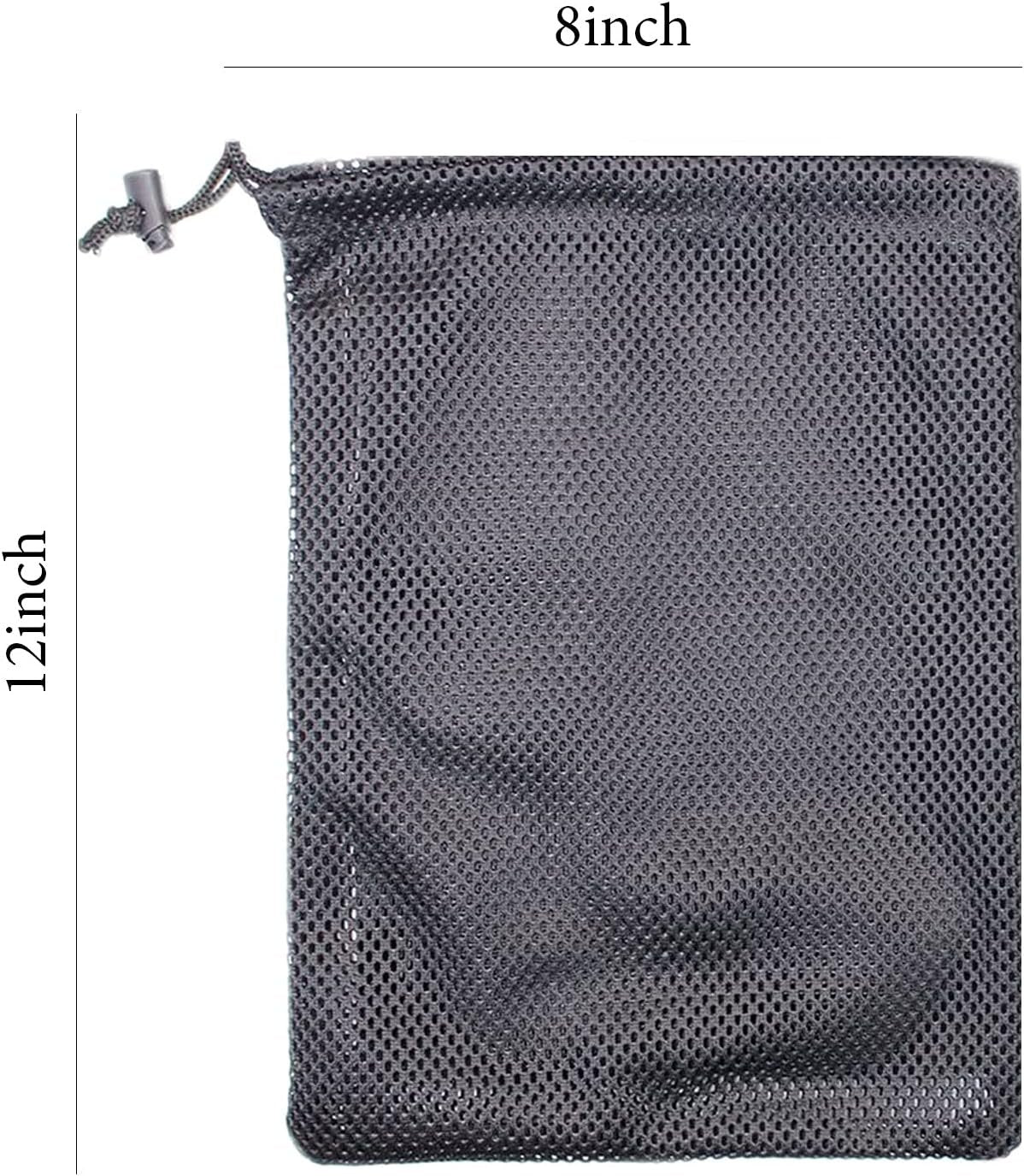 5 PCS Multi Purpose Nylon Black Mesh Drawstring Storage Ditty Bags for Travel & Outdoor Activity & Collecting (11 x 7.5inch)