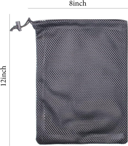 5 PCS Multi Purpose Nylon Black Mesh Drawstring Storage Ditty Bags for Travel & Outdoor Activity & Collecting (11 x 7.5inch)