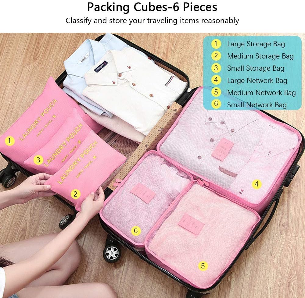 Vicloon Suitcase Organizer Set, 8 in 1 Suitcase Organizer, Travel Useful Accessories, Travel Bag for Clothes, Shoes, Cosmetics Classified Storage, Packing Cubes Organizer Travel Space-Saving