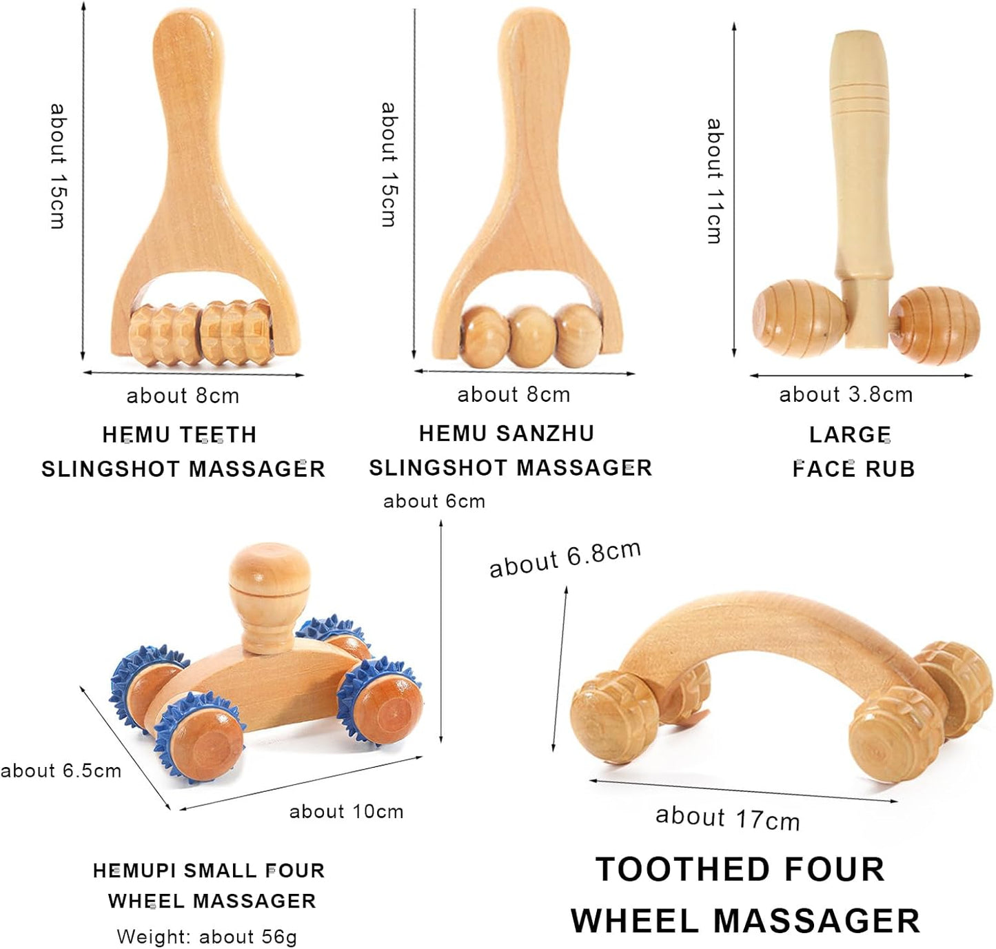 Wooden Massage, Yiyifor Set of 5 Maderotherapy Wooden Kit, Wooden Massage Set for Back, Legs, Muscle, Body, Aesthetic (Whole Body Massage)