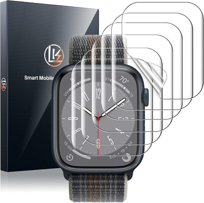 LK 6 Pack Screen Protector for Apple Watch Series SE/6/5/4/SE 2022 40mm, Apple Watch Series 9/8/7 41mm Screen Protector, Max Coverage, Bubble-Free, Anti-Scratch, iWatch 40mm Flexible TPU Clear Film