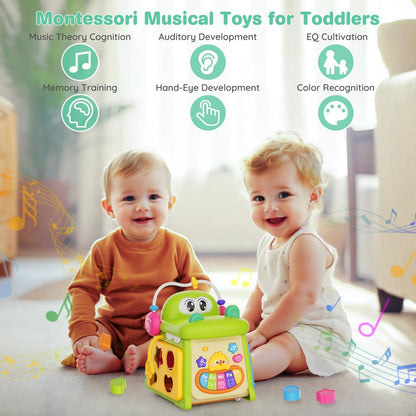 Musical Baby Toys for 1 + Year Old, 8 in 1 Multi-Functional Montessori Crocodile Toddler Toys, Early Development Learning and Educational Toys for Preschool Girls Boys