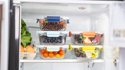 Ceywa 5-Pack 36 oz Sculpted Glass Food Storage Containers with Lids - Borosilicate Glass Meal Prep Container - Airtight, Leak-Proof Food Prep Containers, Microwave, Freezer, Oven Safe & BPA Free