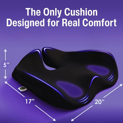 Memory Foam Car Seat Cushion for Back Pain Relief – 2025 Upgraded Car Cushions for Driving & Tailbone Pain. Non-Slip Pressure Relief Seat Pad for Truck Driver Essentials with Extra Cover (Black)