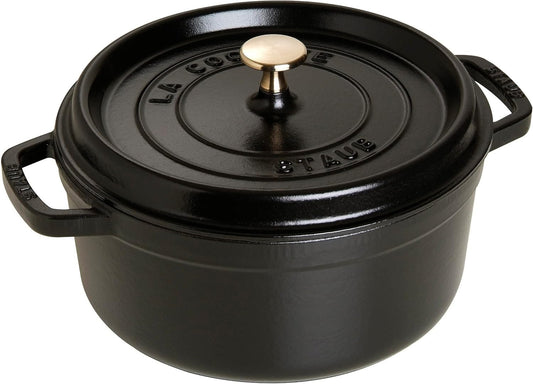 STAUB La Cocotte 7-Quart Cast Iron Round Cocotte, 6.75 L, Made in France, Black