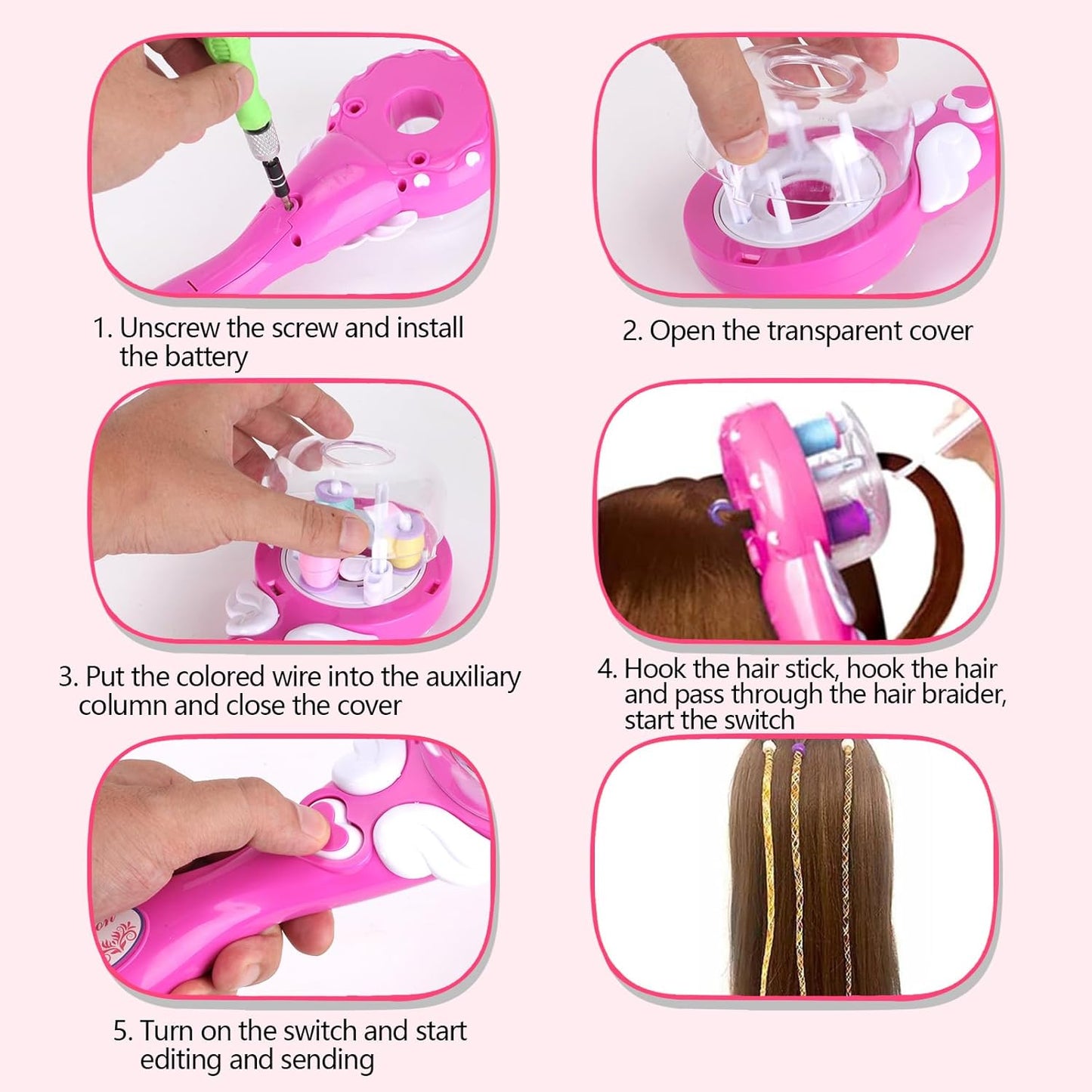 EKKONG Diamond Styling Kit, Hair Braider, Fashion Braid Tools, Automatic Braiding Machine with Comb Gem Applicator for Girls