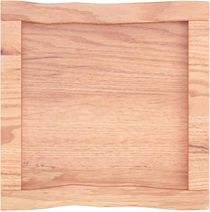Light Brown Oak Wood Tabletop, 40 x 40 x 6 cm, Live Edge Design, Solid Oak Replacement for Coffee Table, Dining Table, Desk Surface, Kitchen Countertop