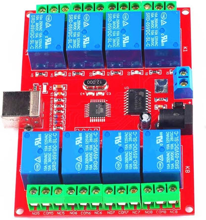 HOMYL DC 12V 8-Channel USB Relay Board Module PC Computer Control for Home Automation