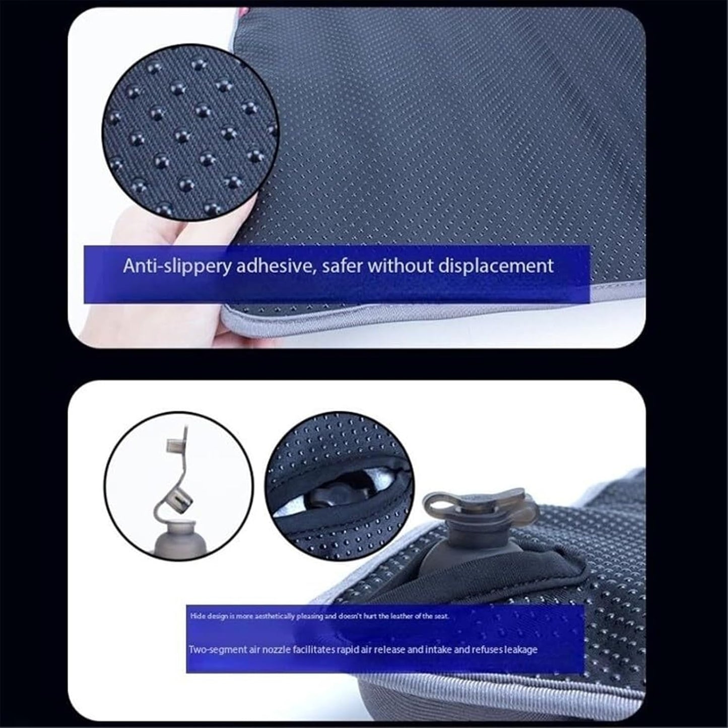Sondur Travel Cushion, 2025 New 3D Self-Inflatable Air Cell Seat Cushion for Pressure Relief & Long Flights, Portable Cushion for Car Seat, Airplane, Wheelchair, Office Chairs(Black)