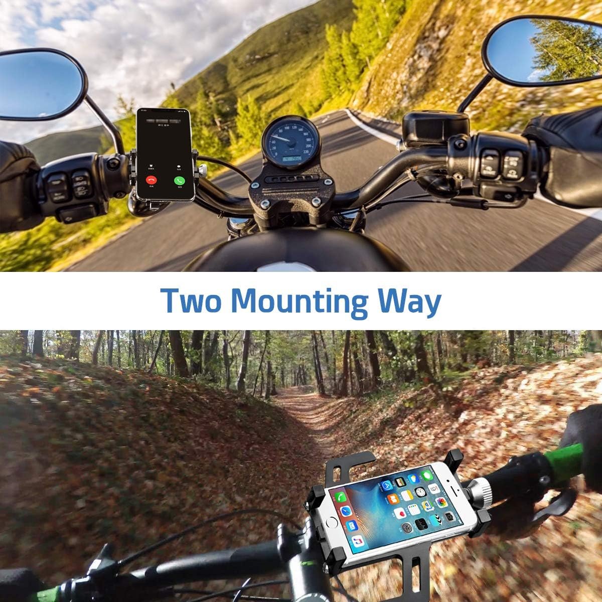 CIXMUS Bike Phone Holder Aluminum Universal Motorcycle Phone Holder for 3.5-6.5 inch Smartphone Mobile Phone Holder - Stable and Durable