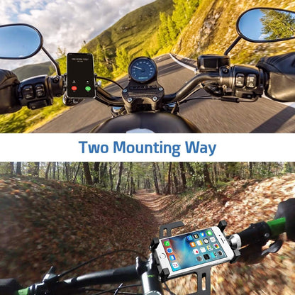 CIXMUS Bike Phone Holder Aluminum Universal Motorcycle Phone Holder for 3.5-6.5 inch Smartphone Mobile Phone Holder - Stable and Durable