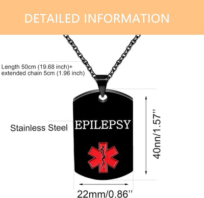 Vivaday Free Engraving Medical Alert Jewelry | Medical ID Tag Necklace | Durable Personalized First Aid Necklaces | Red Health Care Medical Alert Pendant| First Responder Stainless Steel Jewelry