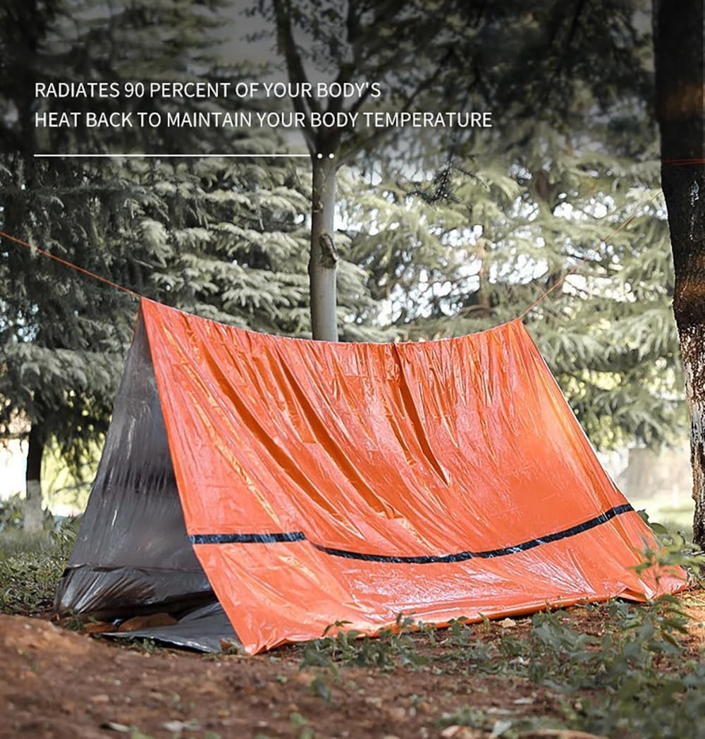 Takelablaze Emergency Tent Shelter Ultralight Survival Tube Tent 2 Person Emergency Shelter with Whistle for Camping Hiking Backpacking and Outdoor