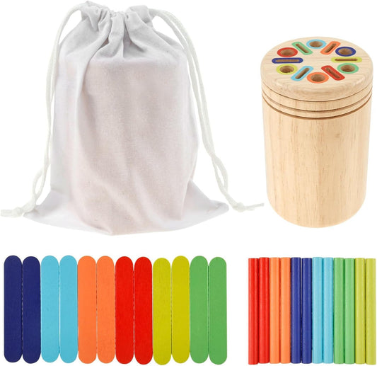 Montessori Toys for 1-3 Year Old, Wooden Learning Color Sorting Toys, Educational Fine Motor Color Matching Toy for Toddlers, Wood Sensory Matching Games Shape Sorting Toy for Boys Girls