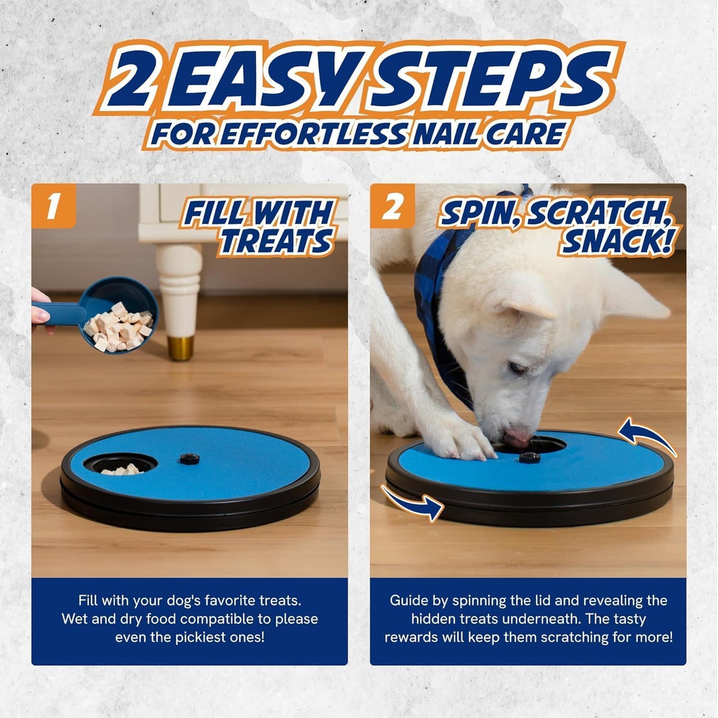 Dog Scratch Pad for Nails, 3 in 1 Snack Round Rotatable Pet Nail Grinding Mat with Storage Box, Slow Food Storage Box Fun Dog Nail File Board for Pets Gift Nail Care Removable Scratching Pad