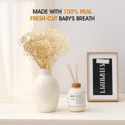 MIHUAGE Dried Baby’s Breath Flowers,17.5" 120g 3000 Ivory100% Natural Beige White Bundles with stem Gypsophila for Home Decorations Wedding DIY Arrangements Table Vase Decor.