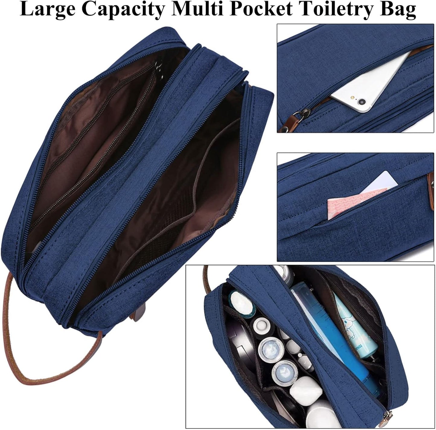 Ogetok Travel Toiletry Bag for Men, Water Resistant Shaving Bag, Portable Lightweight Toiletry Organizer Bag,Large Capacity Toiletry Storage Bags with Handle for Toiletries Cosmetics Accessories,Blue