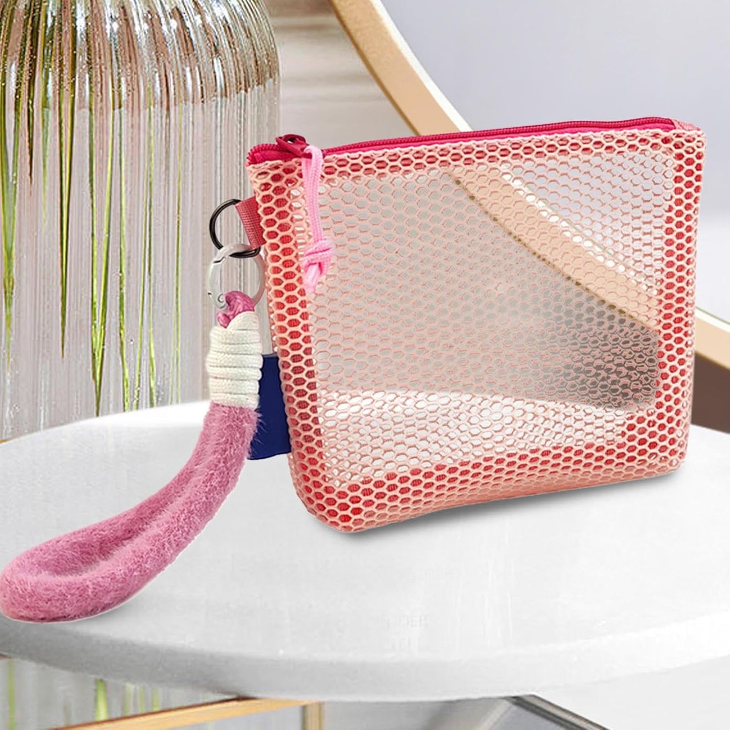 Clear Travel Makeup Bag, Lightweight Toiletry Organizer with Net Pockets 5,90 pollici, Portable Cosmetic Bag for Daily Use, Palestra, Car, Honeymoon, Vacation, Hiking, Dorm, Hotel, b, Se référer au