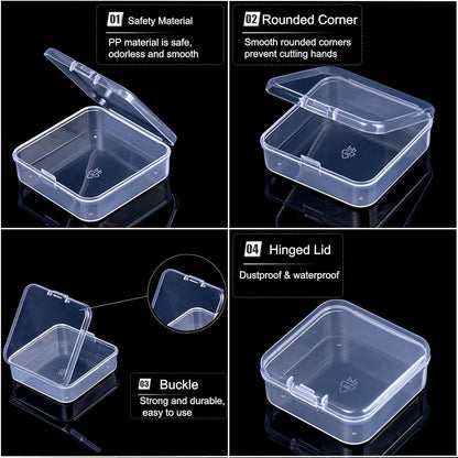 Bead Organizer Box, 30Pcs Small Clear Plastic Bead Storage Containers, 1 Craft Storage Box with Hinged Lid, 42 Labels, Mini Box for Jewelry Making DIY Bracelets Beading Nails Screws Seeds Small Parts