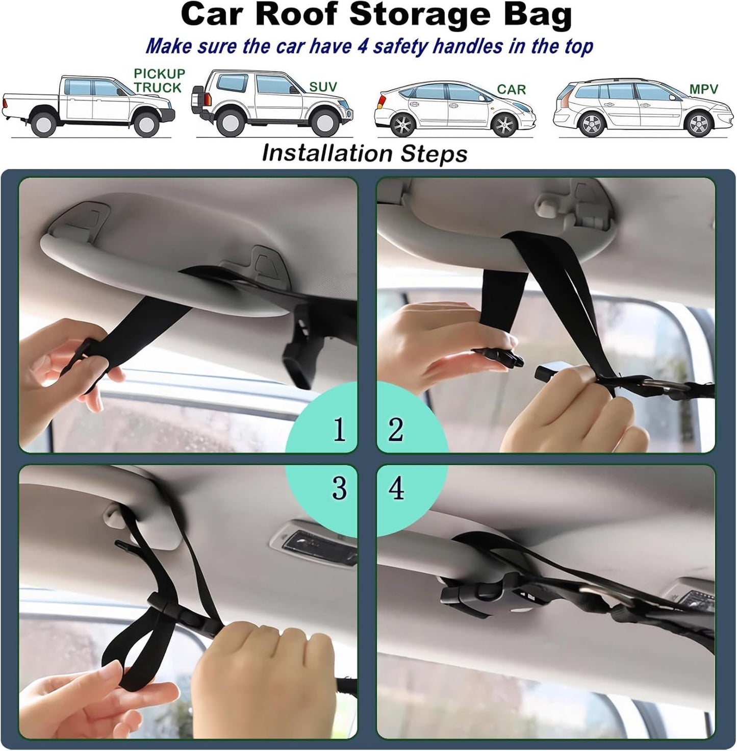 HOZOMT SUV Ceiling Cargo Net, Trunk Organizer, Car Roof Storage, Truck Netting, Van Interior Accessories, Double-Layer Mesh Camping Essentials