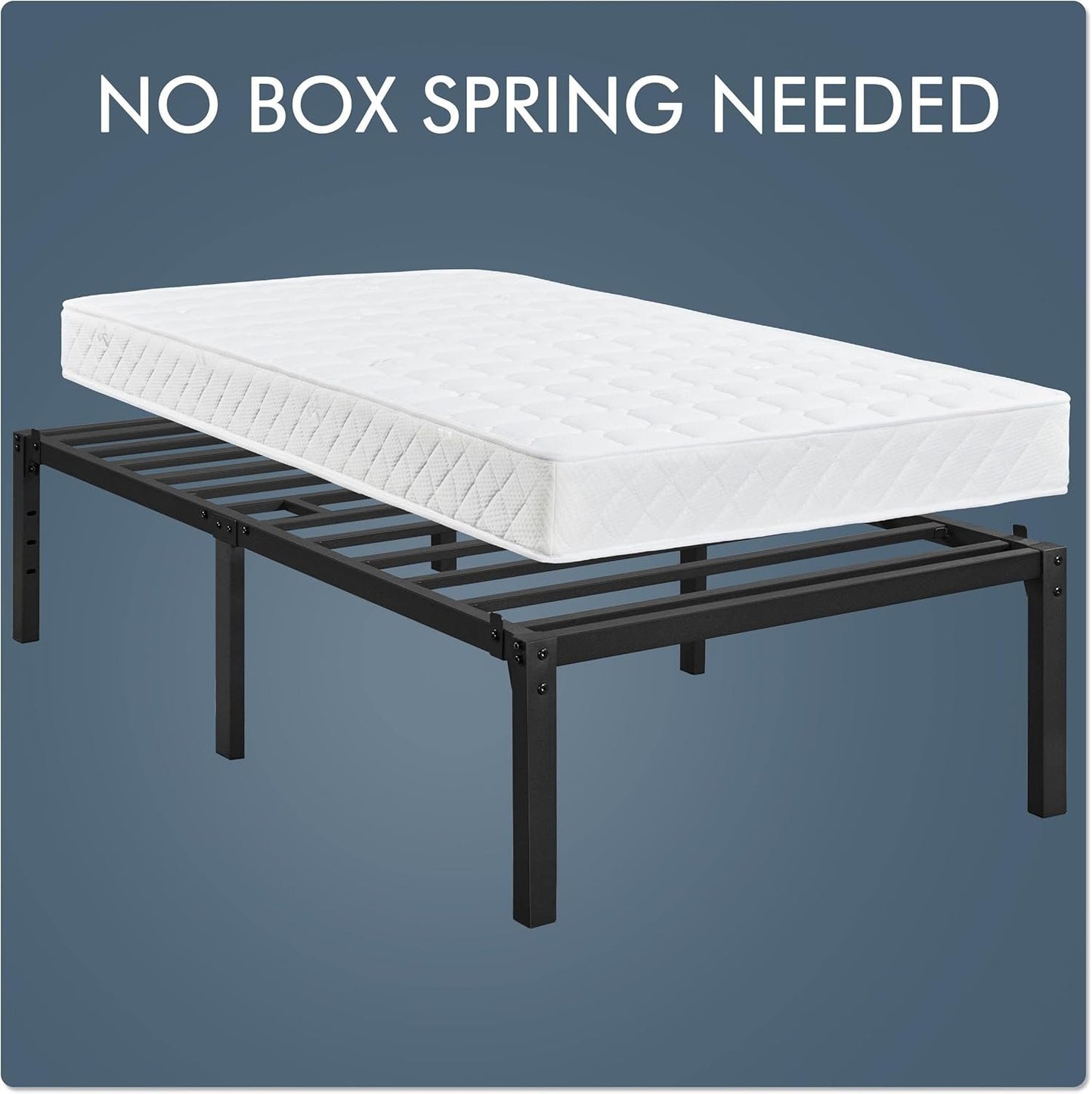 Yaheetech Twin Bed Frames, 16 Inch Metal Platform Bed with Steel Slat Support, No Box Spring Needed, Underbed Storage, Easy Assembly,Twin Bed