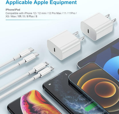 Apple MFi Certified iPhone Fast Charger, 20W PD USB C Wall Charger Block with USB C to Lightning Cable 6ft Super Charger iPhone Compatible with iPhone 14/14 Plus/13 Pro Max/12/12 Pro/11/iPad-1 Pack