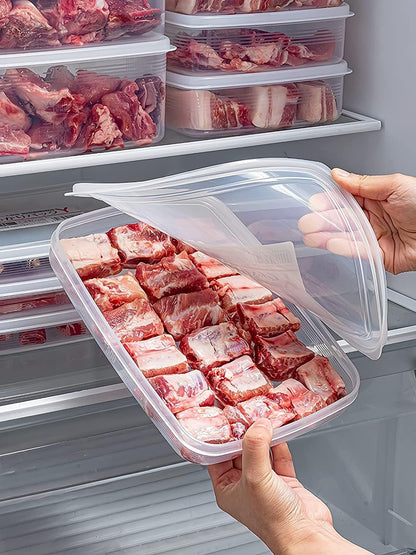 2 Pack Plastic Bacon Box, Deli Meat Saver Cold Cuts Fridge Keeper, Cheese Food Storage Container with Lid for Refrigerator, Shallow Low Profile Christmas Cookie Holder