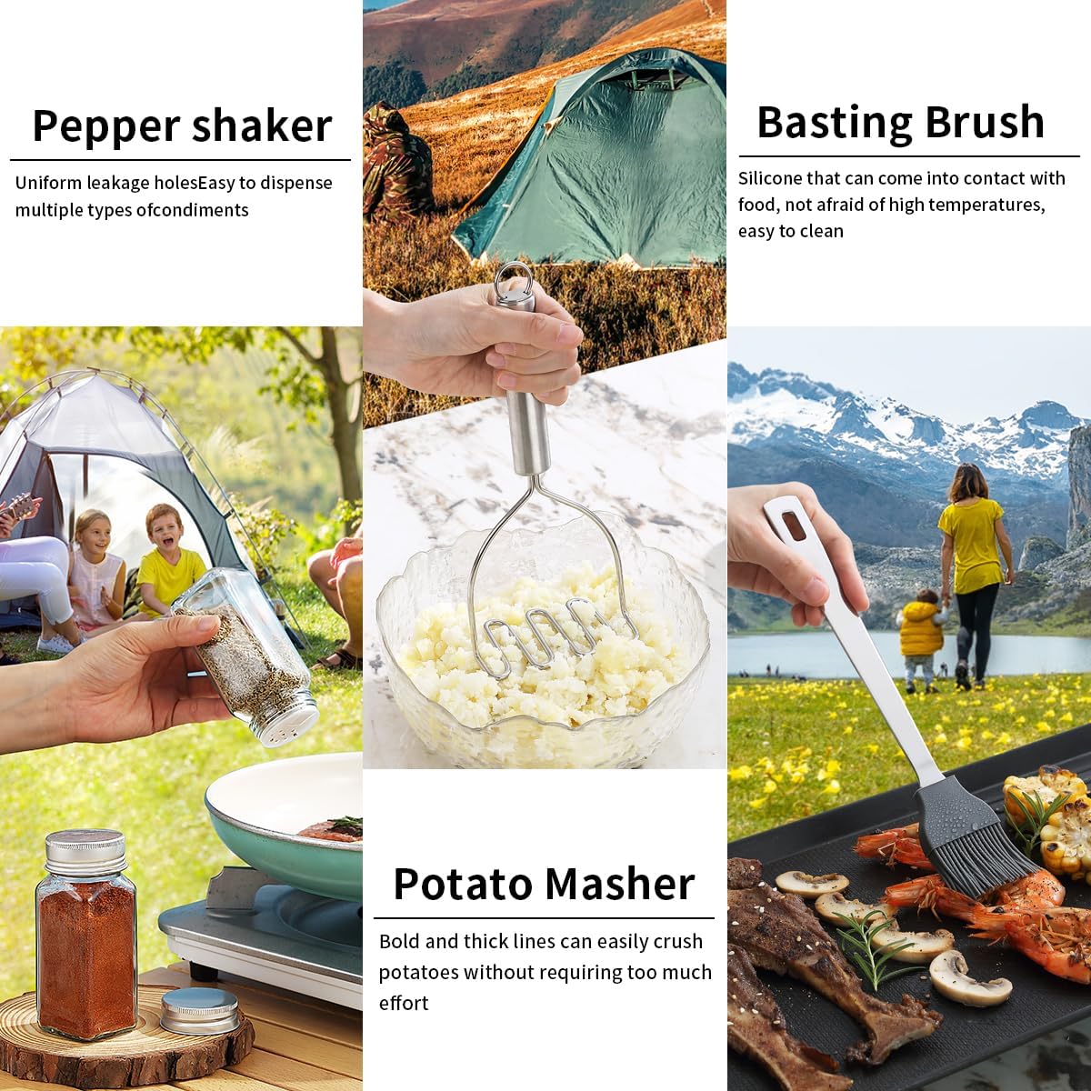 ReaNea Camping Essentials Accessories Camping Gear Must Haves, Cooking Utensils Set Rv Camping Kitchen Backpacking Supplies Camper Gadgets Outdoor Hiking Travel Picnic Gifts