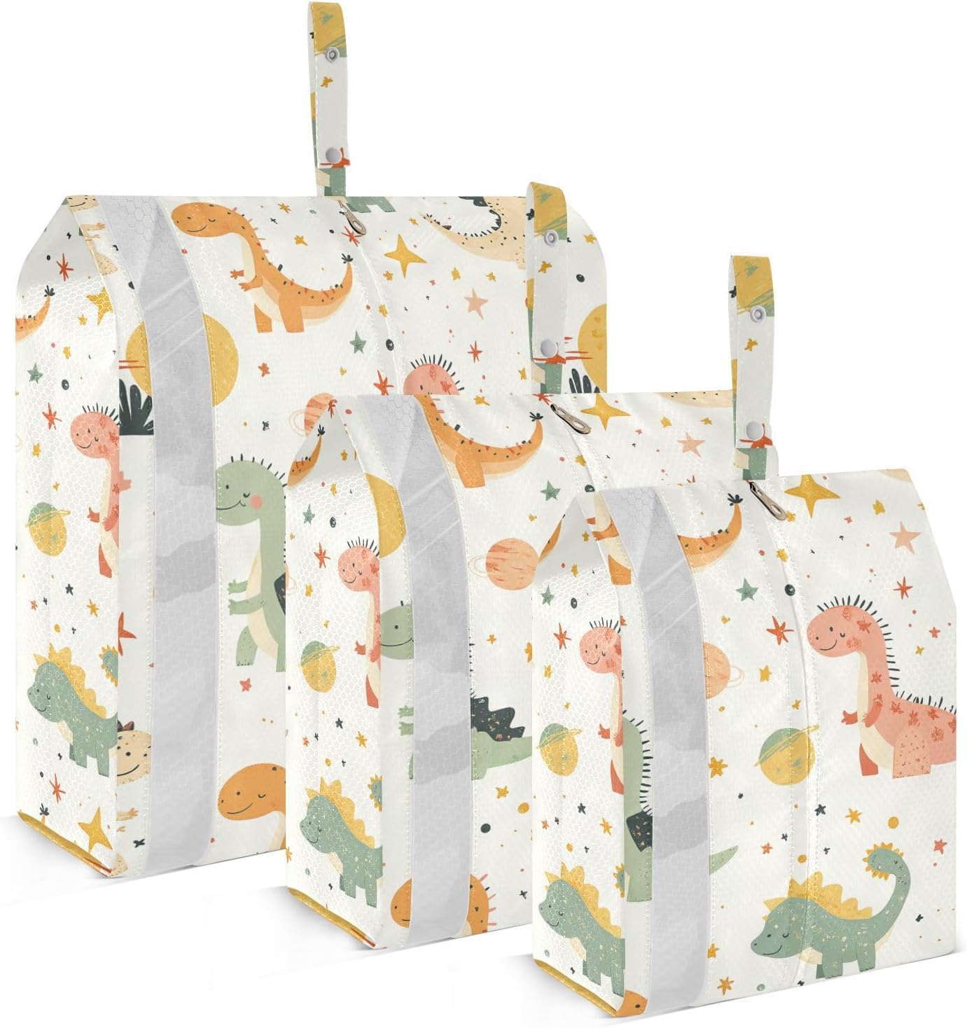 Cute Cartoon Dino 3pcs Travel Packing Storage Bags Waterproof Bags Organizer For Luggage Bags For Traveling Storage And Organization
