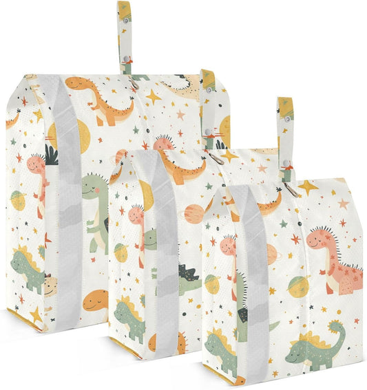 Cute Cartoon Dino 3pcs Travel Packing Storage Bags Waterproof Bags Organizer For Luggage Bags For Traveling Storage And Organization