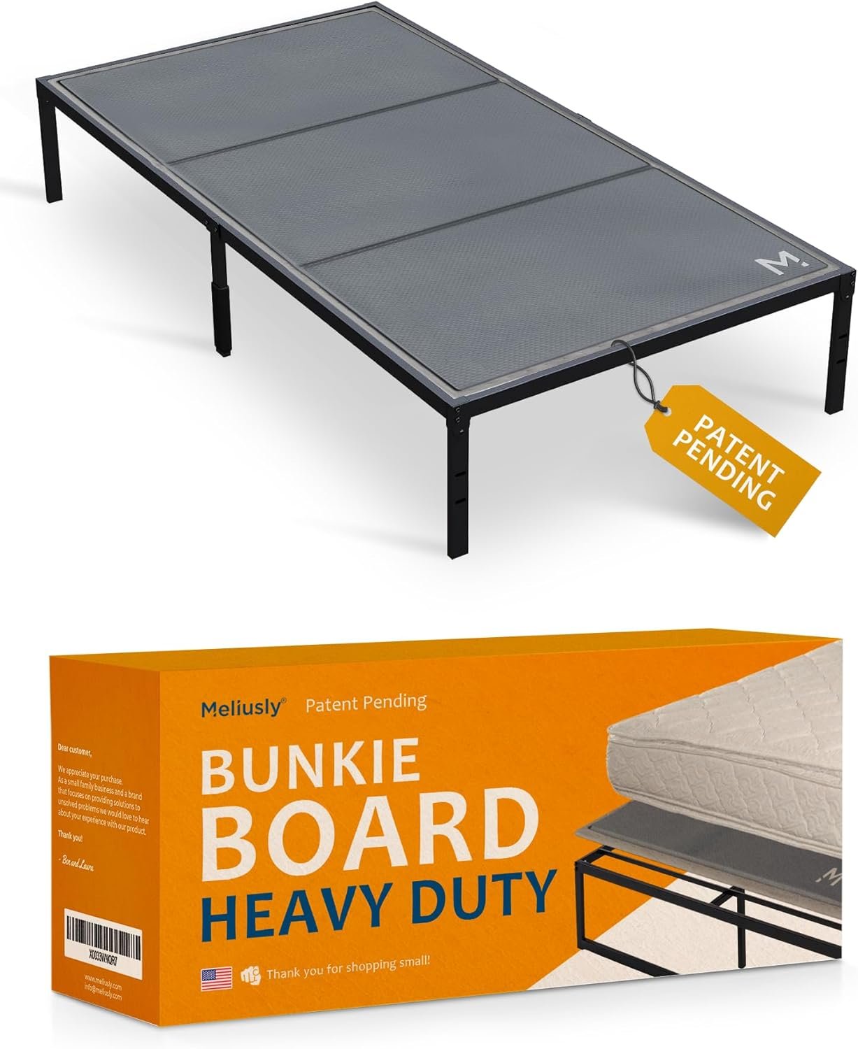Heavy Duty 10mm Bunkie Board Twin XL Size (38x79'') Patent Pending Low Profile Bed Board Design - Breathable, Noise Minimizing, Moisture Resistant Bunkieboards, Low Profile Bed Support by Meliusly