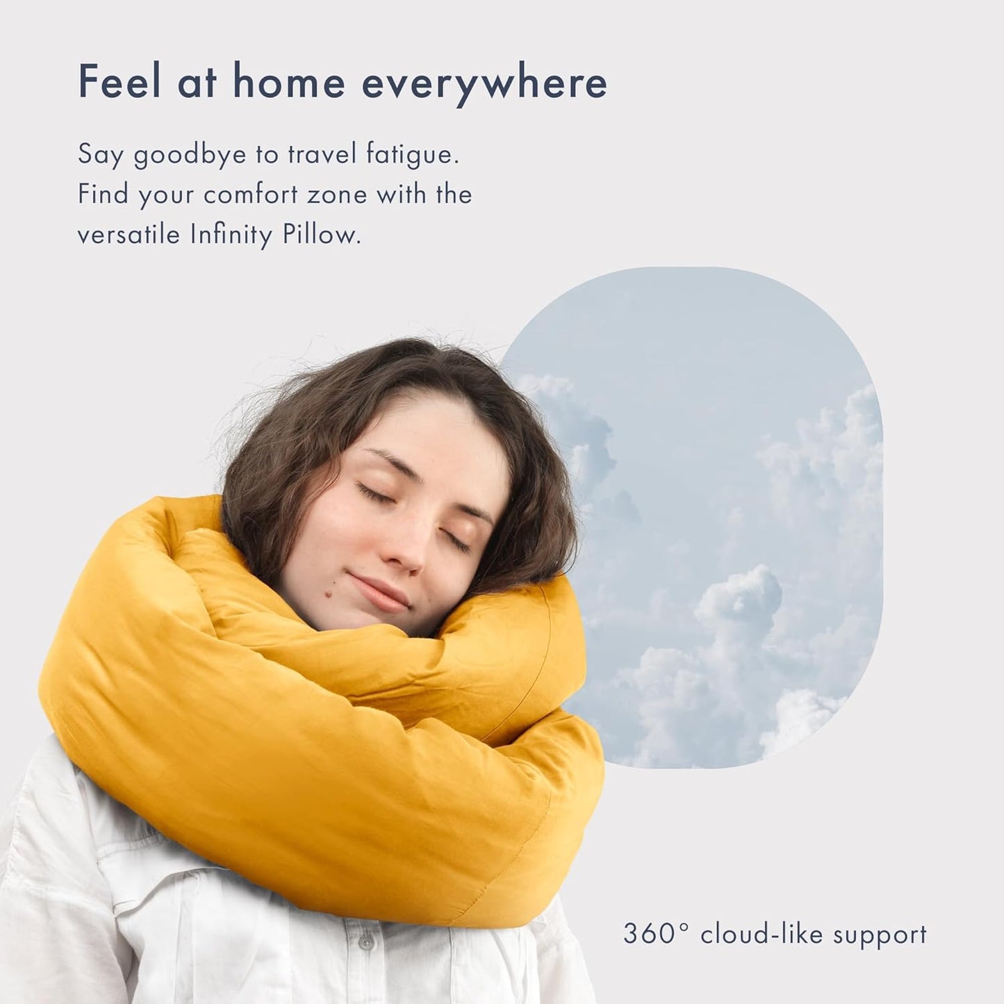 Huzi Infinity Pillow - Home Travel Soft Neck Scarf Support Sleep (Ochre Yellow),12 x 18, (H1267OY)