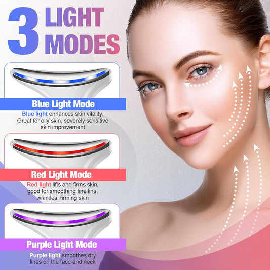 Face Massager for Neck Face, 3 Intensities Face Lifting Device, 4 Modes Face Firming Device for Neck Face, Portable Neck Face Beauty Device for Lifts and Tightens Skin, Firm Smooth, Black