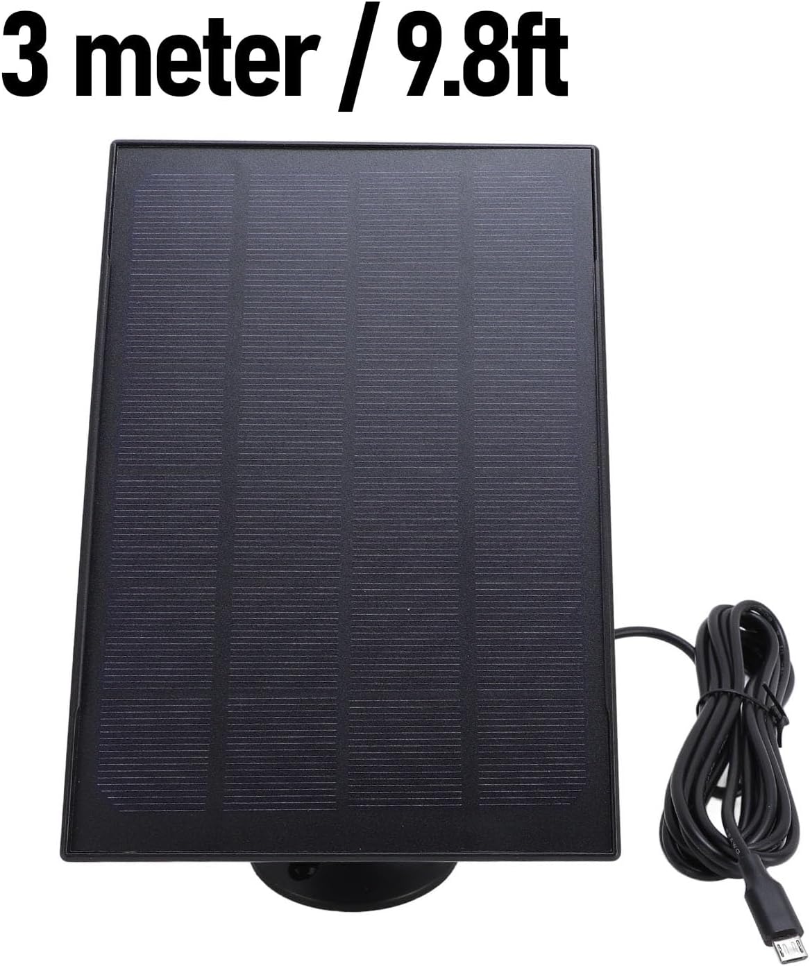 8W Solar Panel Charger, IP66 Water Proof 360 Degree Wall Mounting Solar Charging Panel for Doorbell Security Camera, USB to Type C, 3 Meter Cable, Continuously Power Supply (Black)