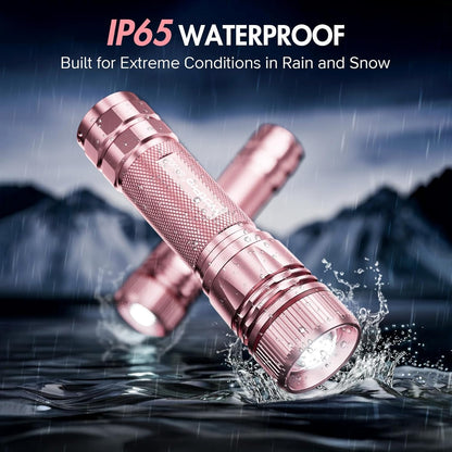 WdtPro Rechargeable Flashlights 1 Pack LED Flashlight with 3 Lighting Modes Portable Tactical Flashlight Pink