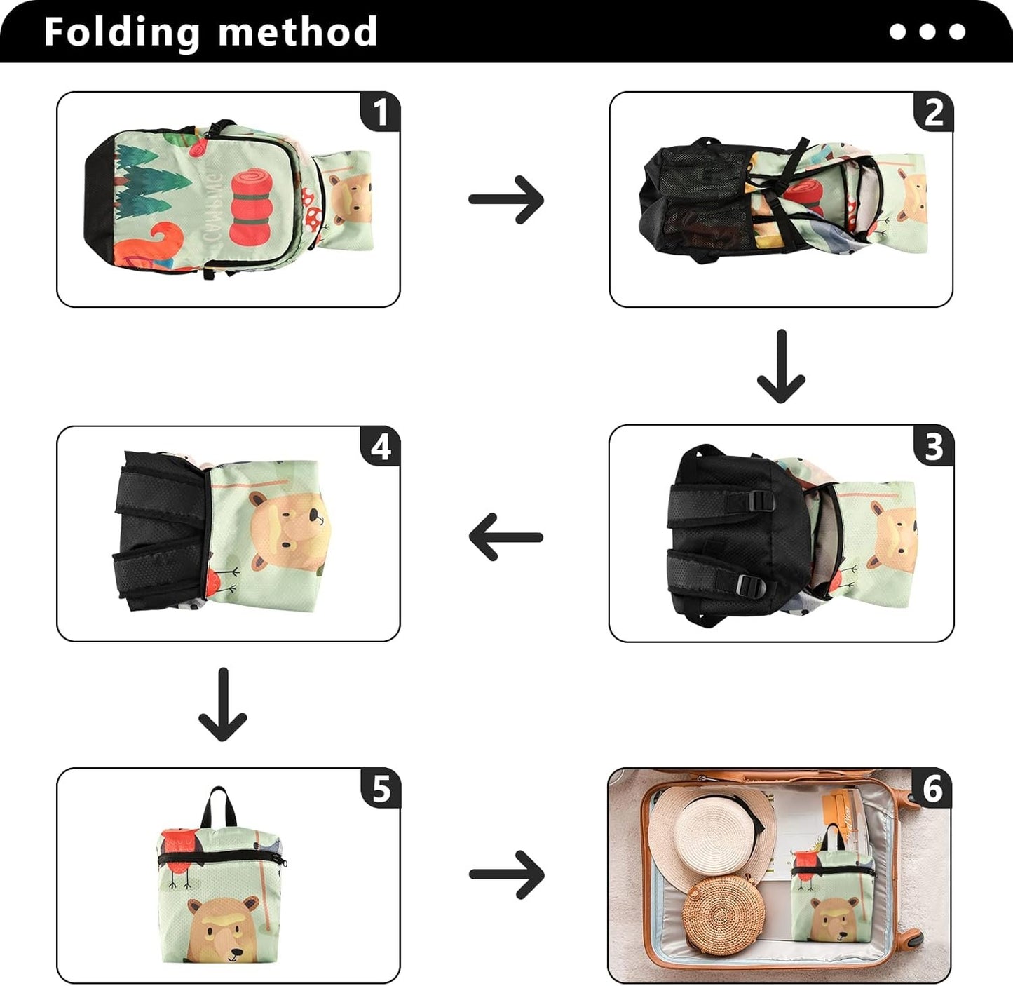 Blueangle Hairdressing Gear Pattern Backpack Lightweight Foldable Travel Camping Hiking Outdoor Sports Waterproof Backpack (423), Hairdressing Equipment Pattern, 11.2*5.9*18.5in, Hairdressing Equipment Pattern, 11.2*5.9*18.5in