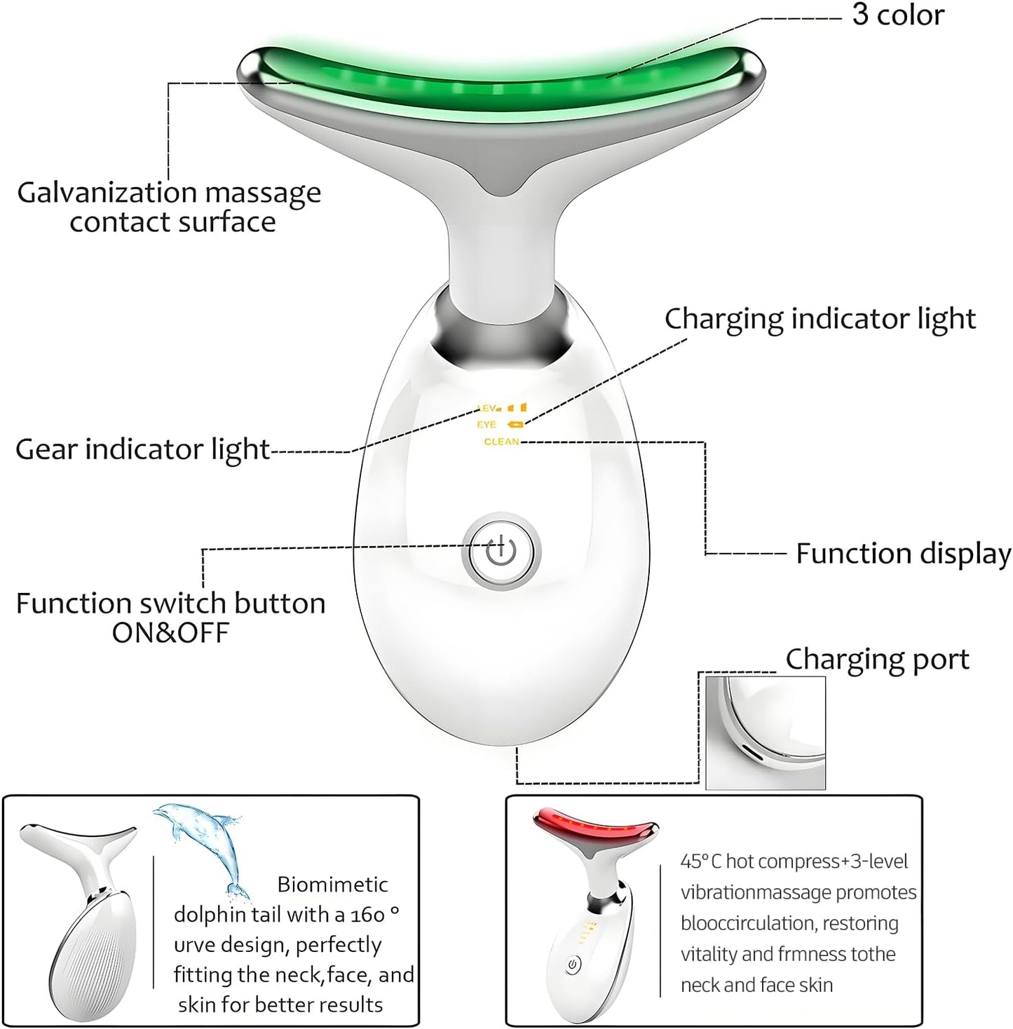 Neck Face Sculptor Beauty Device Facial Massager BeautyTools Skin Care 3 Color Led Red Therapy Lights for Face Chin Lifting Sculpting Tool at Home