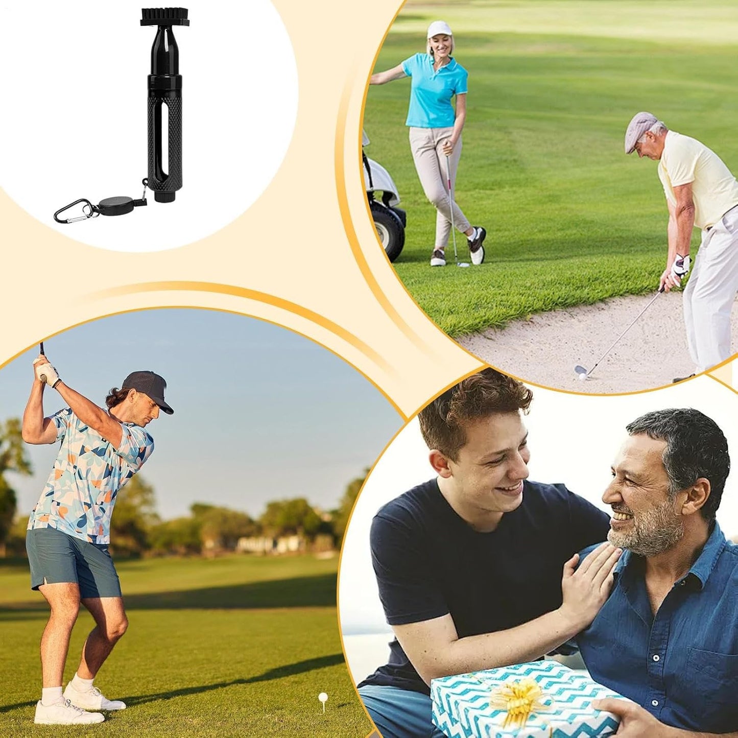Golf Club Cleaner, Portable Brush, Multifunctional Cleaning Tool, ABS Waterproof Regripping Supplies, Essential for Practice Range and on-The-Go Maintenance, 20 x 4 cm