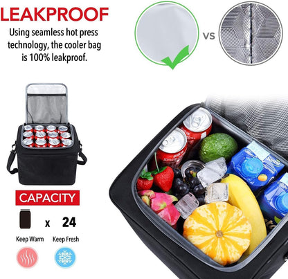 Versatile Car Trunk Organiser with Insulated Cooler Bag - Waterproof, Foldable Cover, Adjustable Straps - Ideal Car Accessories and Boot Organiser (Black, 4-in-1 w/Cooler)