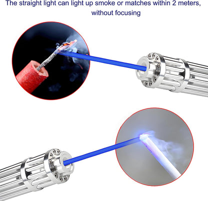GDSZJLJ High Power Blue Flashlight, USB Rechargeable Long Range Adjustable Focus, Tactical Handheld Light with Starlight Cap, Suitable for Hiking, Camping, Outdoor, Fishing, Camping Hiking, Travel
