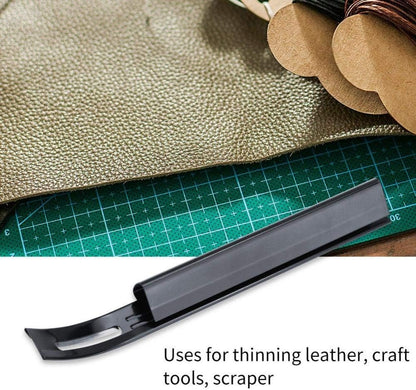 Skiver Leather Thinning Skiver DIY Skiving Safety Beveler Skiver with Blades Craft Tool Planing Scraping (Black)